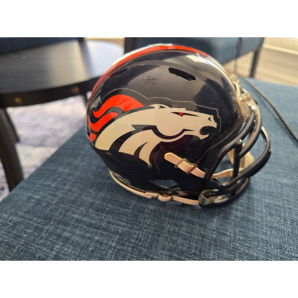 Denver Broncos Riddell Pocket Pro Micro Mini Football Helmet Navy Blue Orange‎